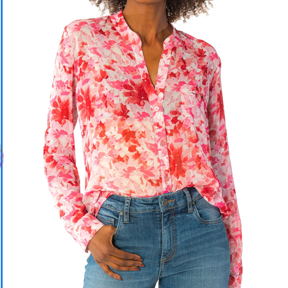 Kut from the Kloth Jasmine Top in Watercolor Ivory Rosette Size Small Never Worn